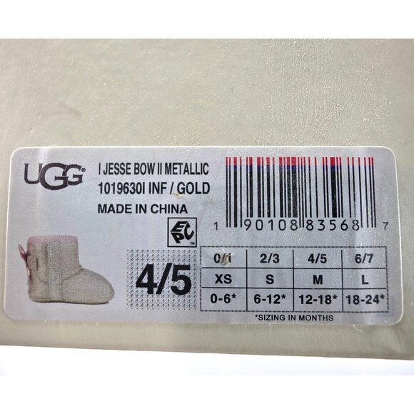 Ugg childrens Metallic Gold boots Pink Ribbon Sheepskin Lining sz 4/5 girls - Picture 7 of 7